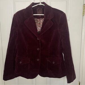 Lady Hathaway Velour Burgundy Blazer Jacket Medium